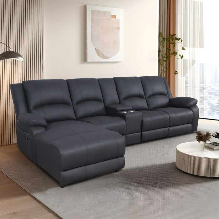 Cooks 4 Seater Manual Recliner Chaise - Black