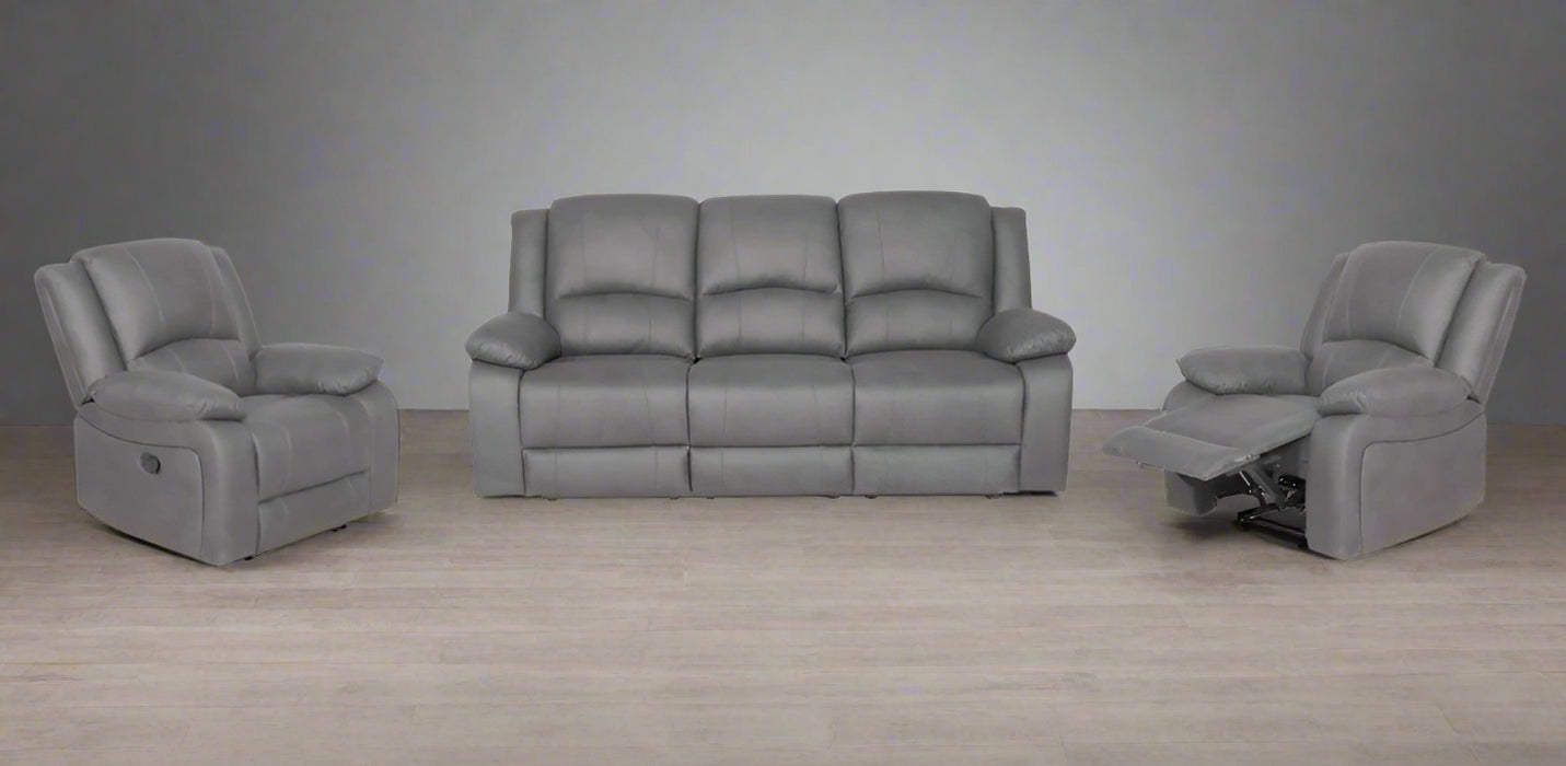 Captain Power Recliner Sofa Set, Grey