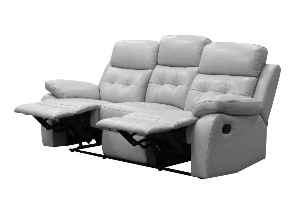5 Seater Cosmic Leather Manual Recliner Lounge Set - Silver