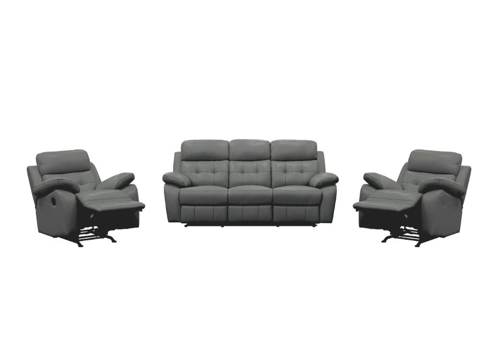 5 Seater Cosmic Leather Manual Recliner Lounge Set - Charcoal