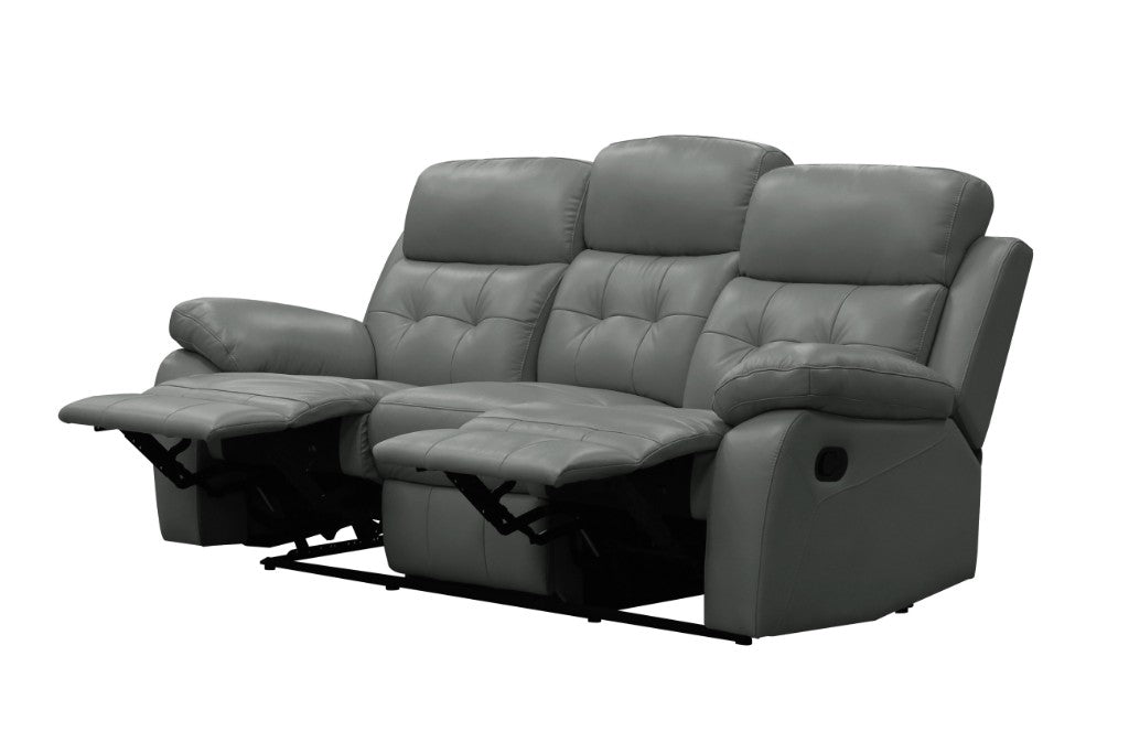 5 Seater Cosmic Leather Manual Recliner Lounge Set - Charcoal