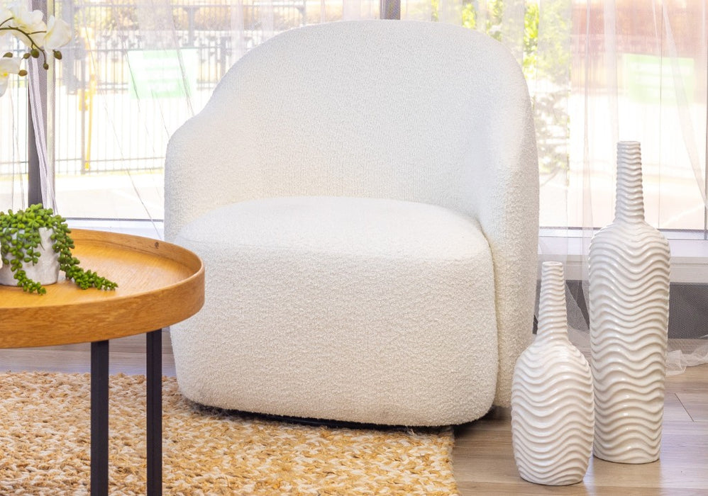 Makati Boucle Swivel Arm Chair White