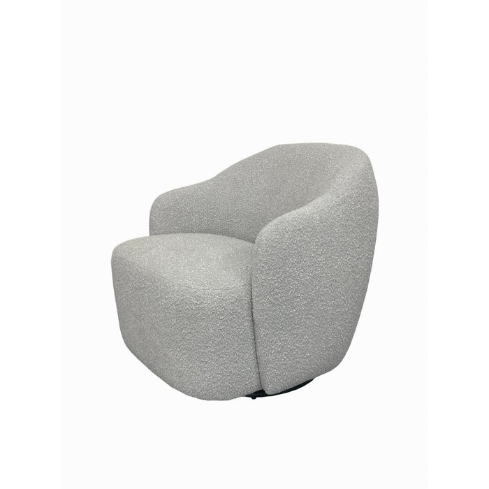 Makati Boucle Swivel Arm Chair Light Grey