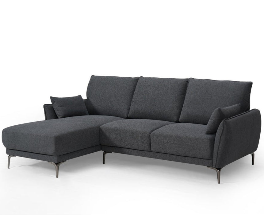 Karela Grey 3 Seater Sofa with Chaise - Options: Chaise