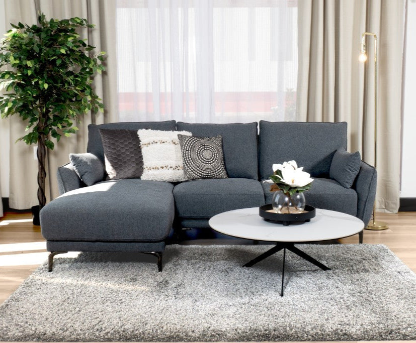 Karela Grey 3 Seater Sofa with Chaise - Options: Chaise