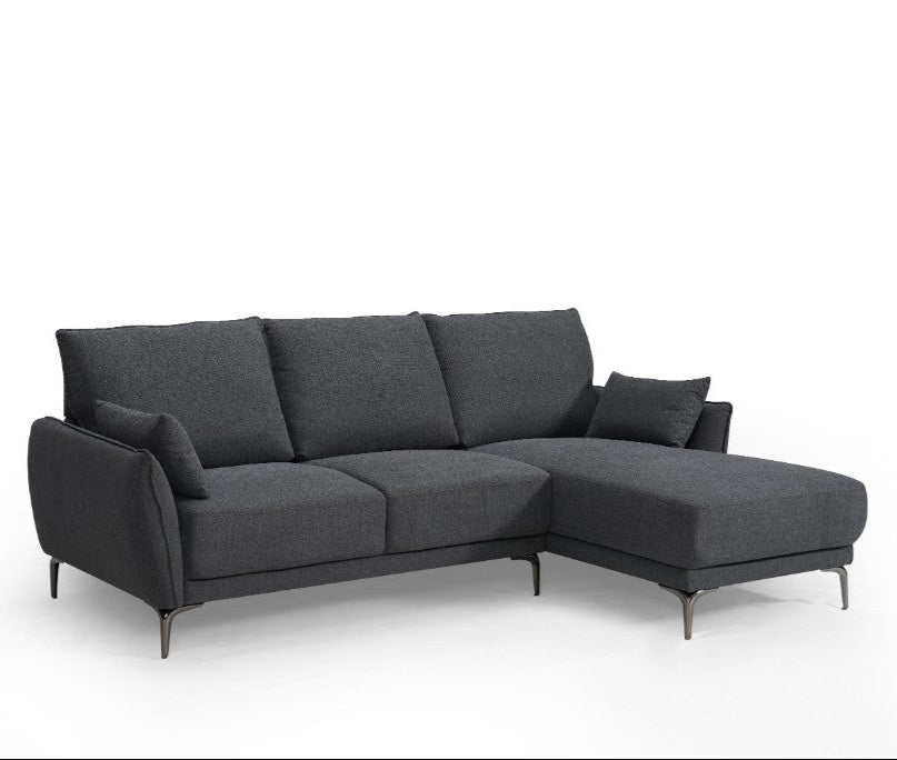 Karela Grey 3 Seater Sofa with Chaise - Options: Chaise