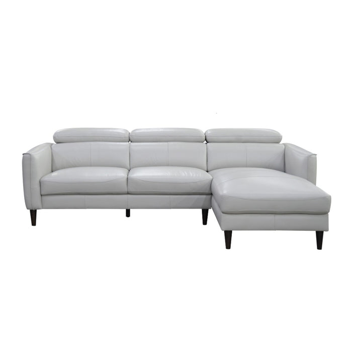 Mahira Leather Sofa with Chaise Right Hand Face Blue