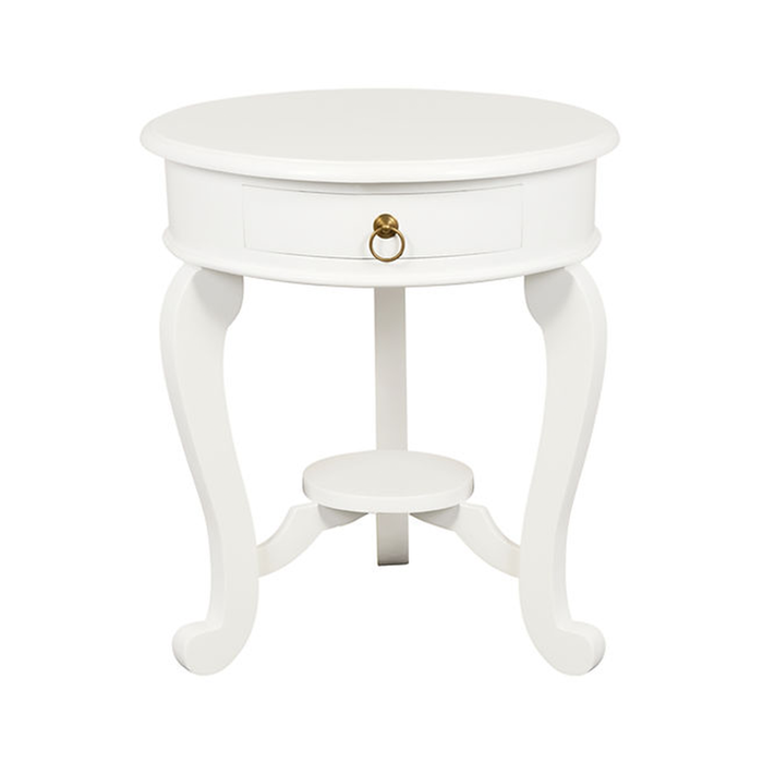 Candava Leg 1 Drawer Lamp Table, White