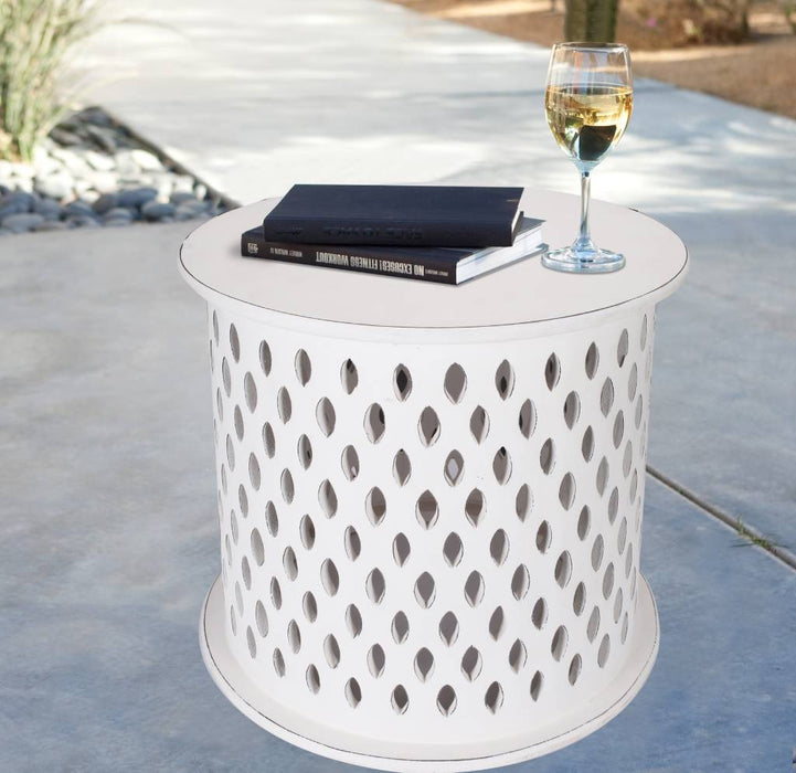 Mosaic 50cm Round Side Table Distressed White