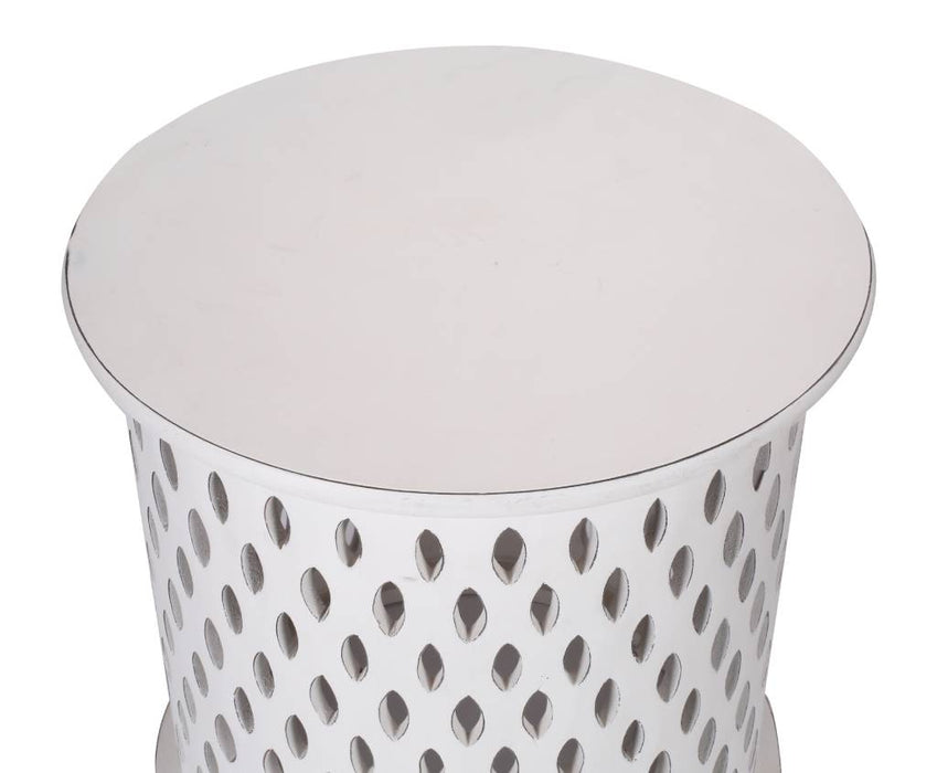 Mosaic 50cm Round Side Table Distressed White