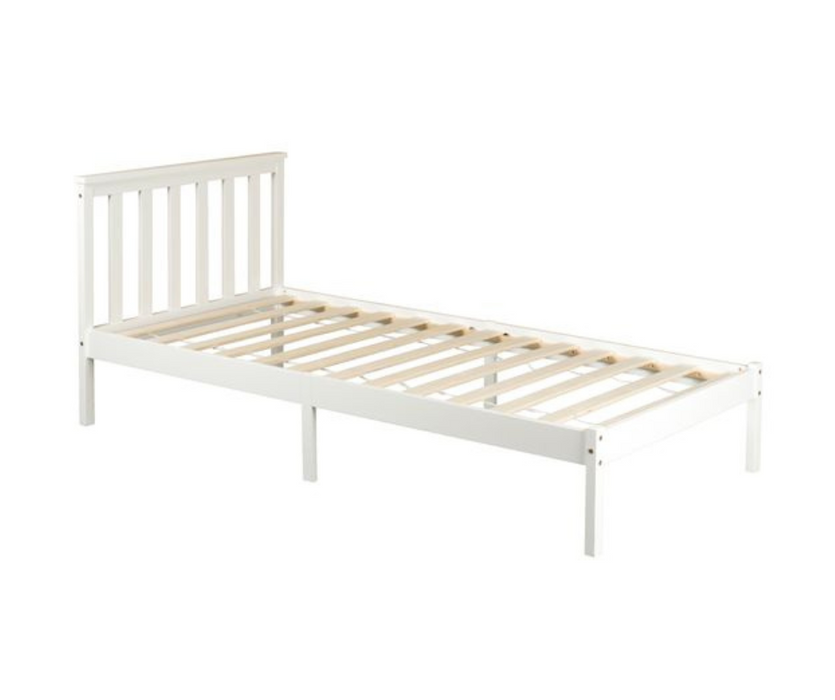 Glebe Pine Wood Bed - White