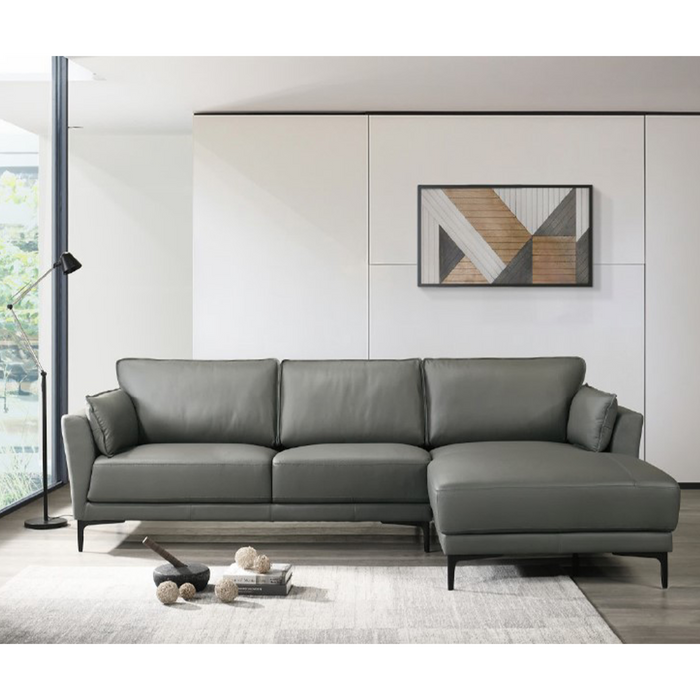 Montgomery 3 Seater Right Chaise Sofa - 100% Leather Charcoal