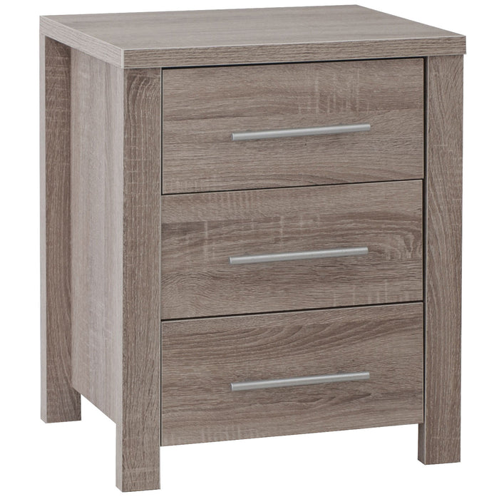 Cue 3 Drawers Bedside Table , Light Oak