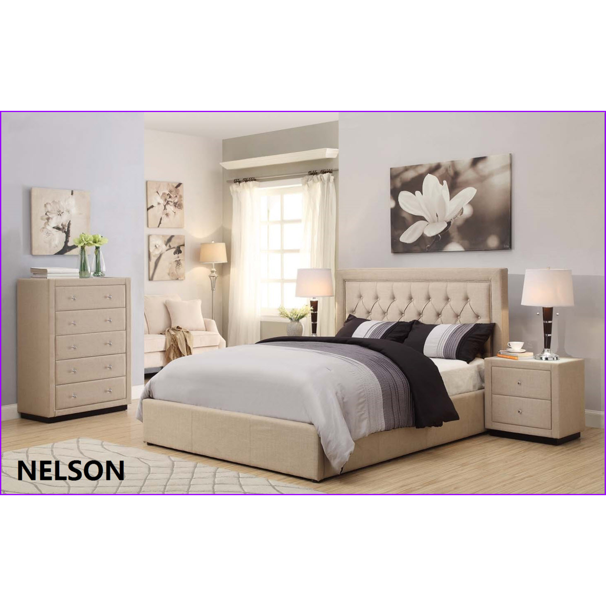 Nelson Fabric Bed Lj Bedding and Furnitures