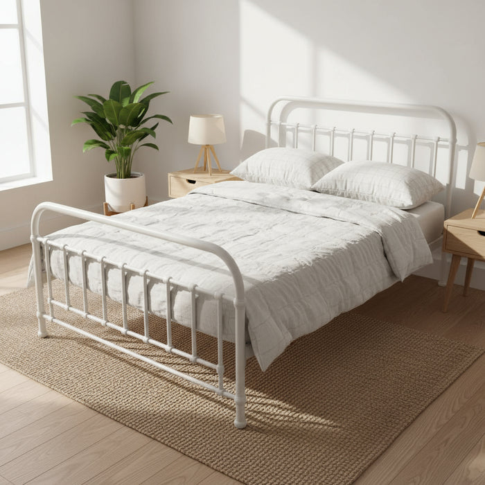 White Akira King Single Metal Bed