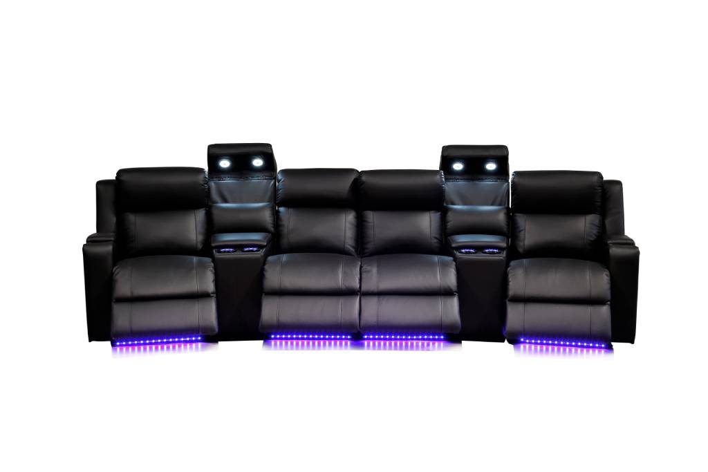 Acura 4 Seater Home Theatre Lounge in Leather, Black