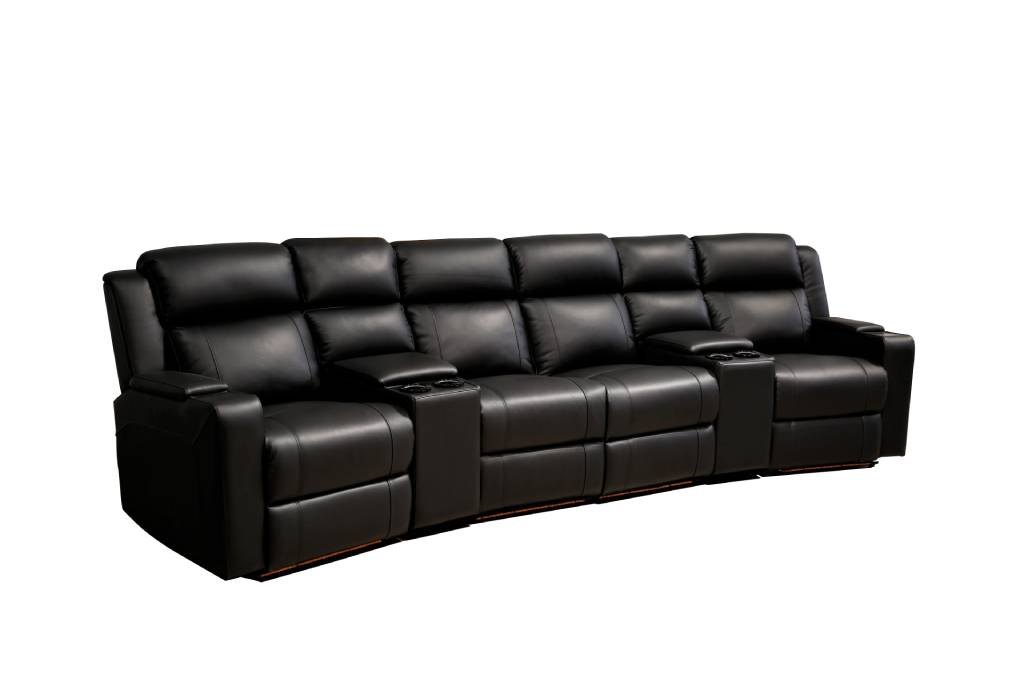 Acura 4 Seater Home Theatre Lounge in Leather, Black