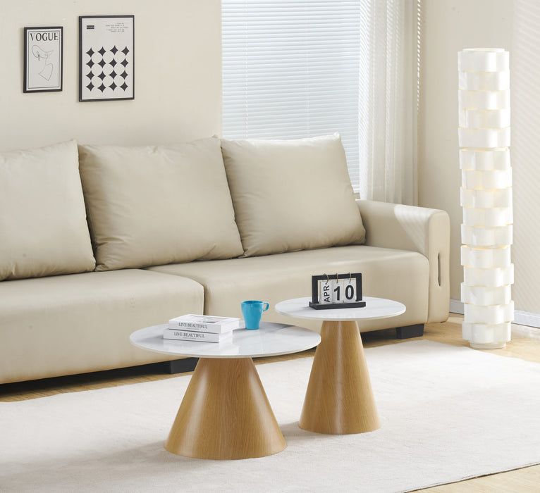 Comet 2 Piece Coffee Table Set – White Top Marble Look