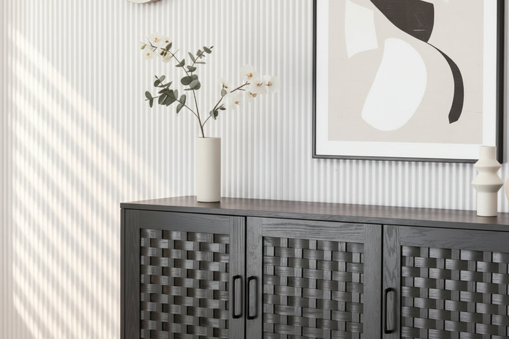 Brighton 3 Door Buffet Black 150cm