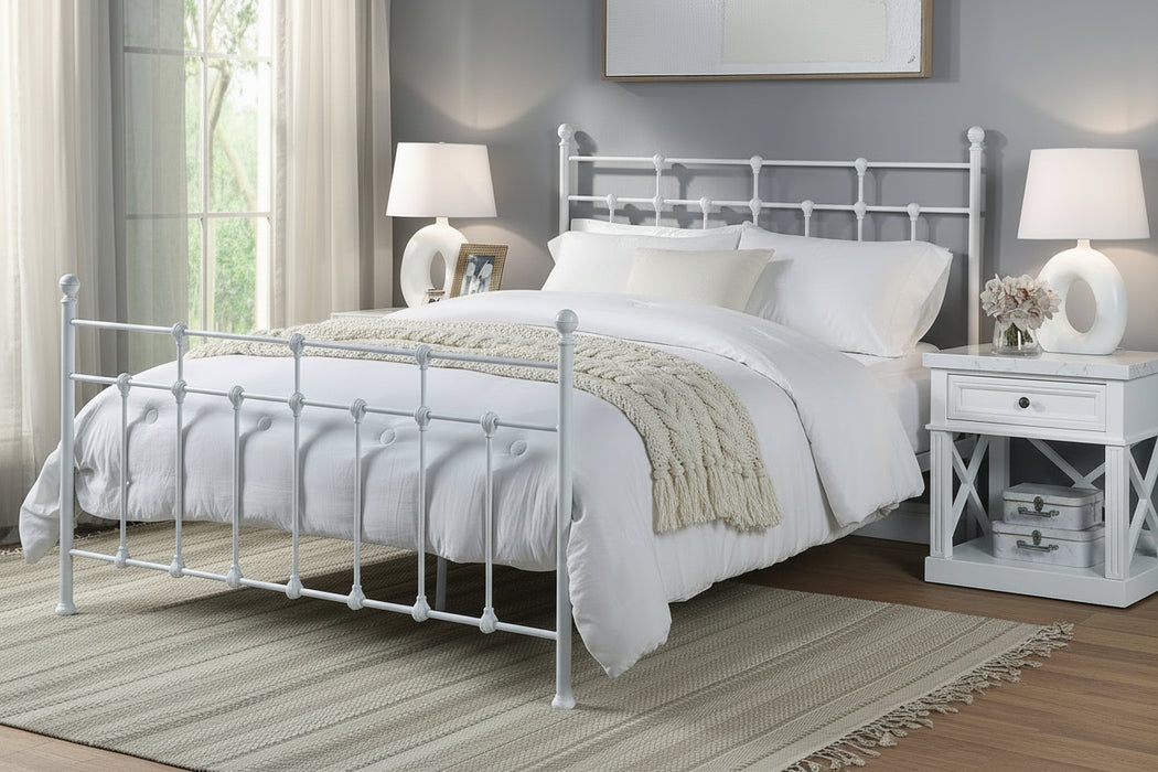 Cremorne Metal Bed Frame | White Metal Bed Queen & King Size