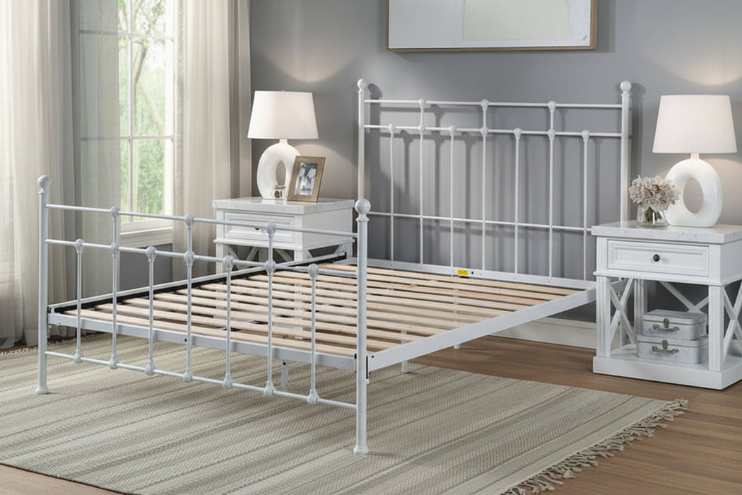 Cremorne Steel Bed Frame, White Queen & King Size