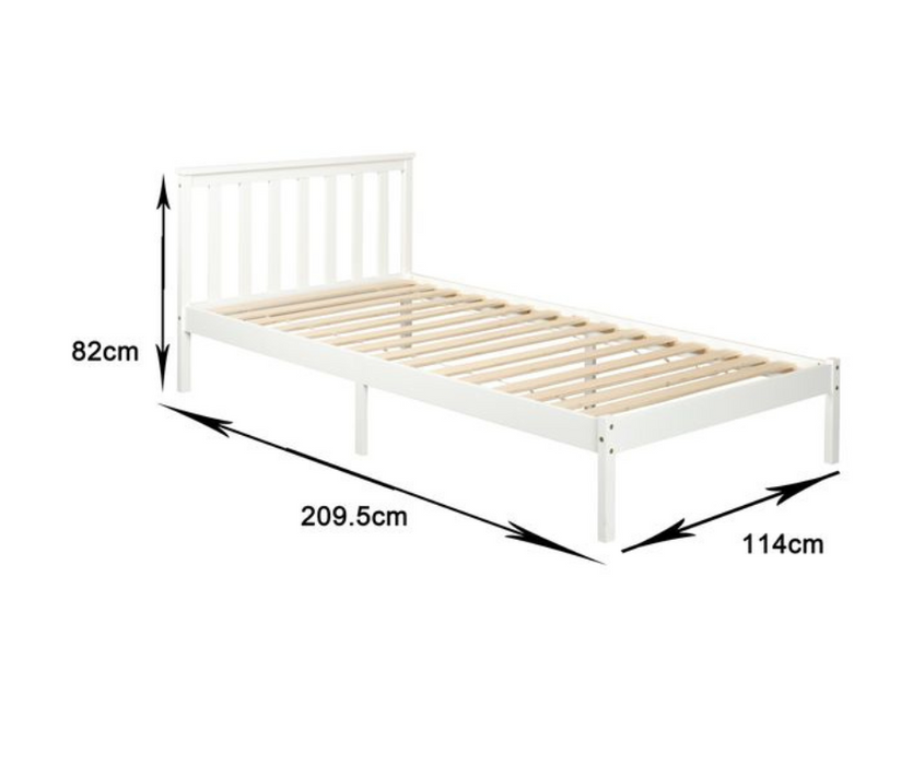 Glebe Pine Wood Bed - White