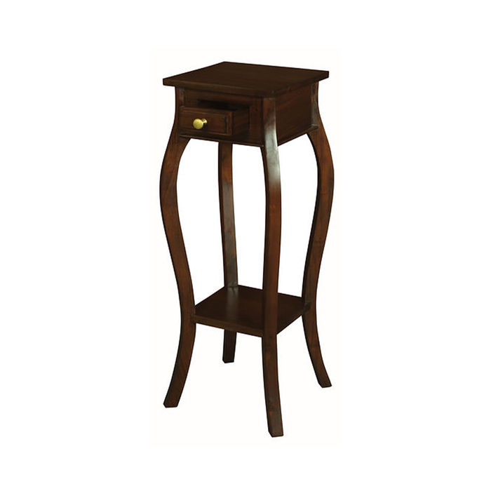 Queen Ann 1 Drawer Cabriol Leg Plant Stand, Mahogany