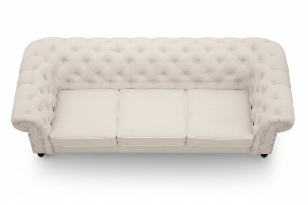 Chesterfield 3 + 2 Seater Lounge in fabric Beige
