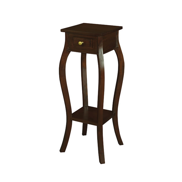 Queen Ann 1 Drawer Cabriol Leg Plant Stand, Mahogany