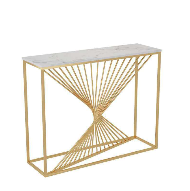 140cm Aiden White and Gold Ceramic Console Table/Shimmering Gold Coloured Legs