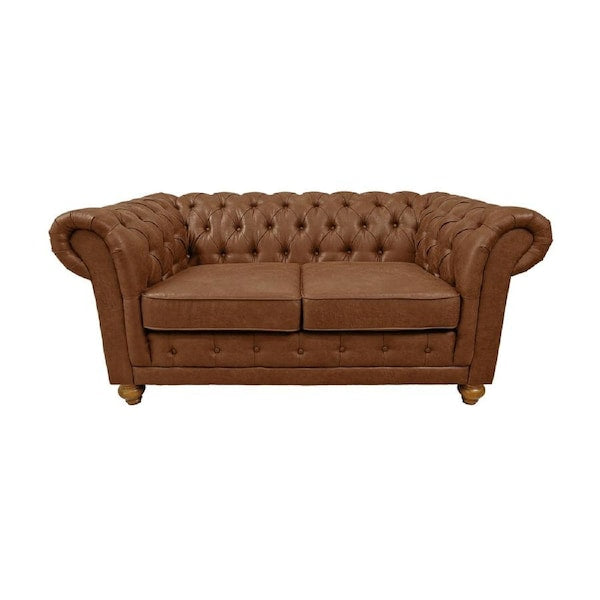 Winston 2 Seater Chesterfield Fabric Sofa Tan