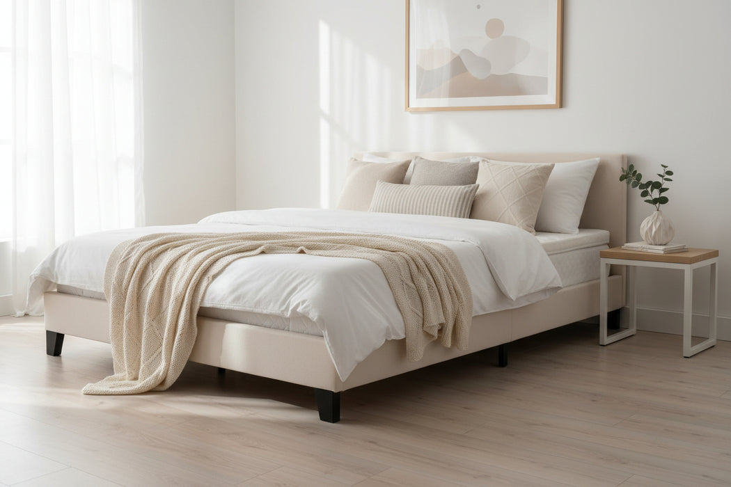 Monica White Faux Leather Double Bed Frame