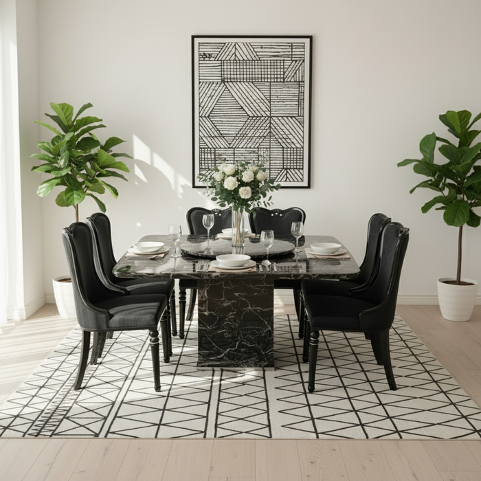 Tulip 7 - Piece Square Marble Dining Table with Chairs