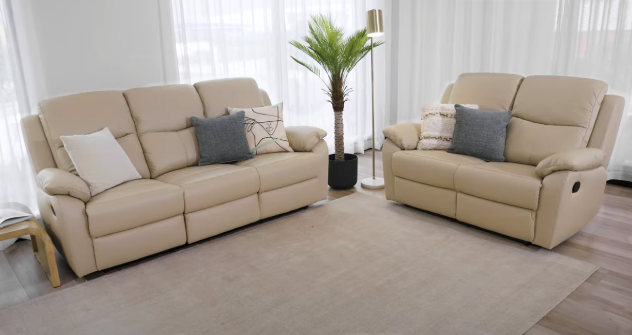 Sunrise 5 Seater Full Leather Manual Recliner Lounge
