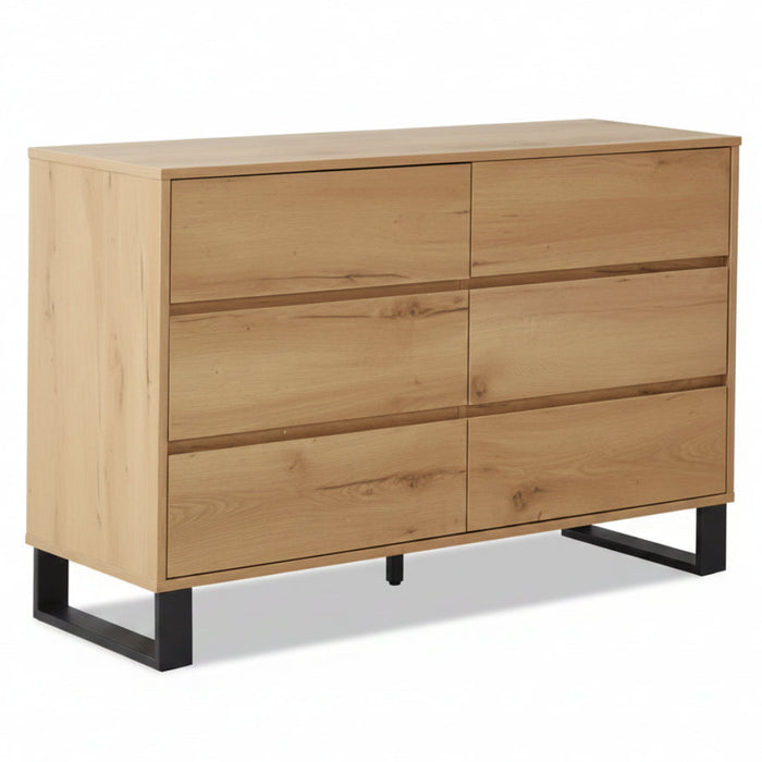 Coogee 6 Drawer Dresser Oak - FULLY ASSEMBLED