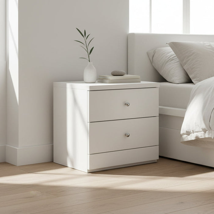 Leo 2 Drawer Bedside Gloss White