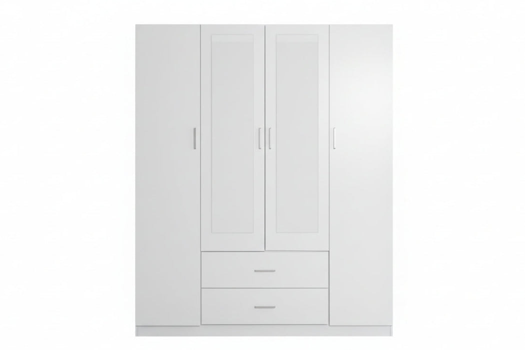 Remo Wide Wardrobe with Mirrors White 160cm