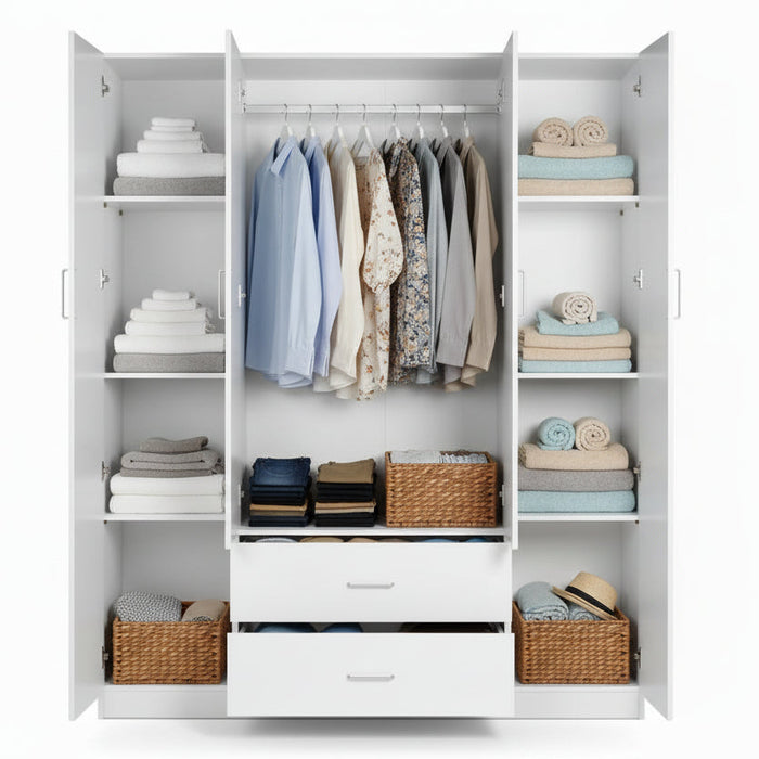 Remo Wide Wardrobe with Mirrors White 160cm