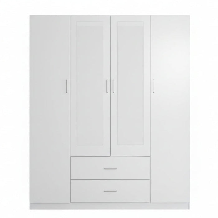 Remo Wide Wardrobe with Mirrors White 160cm