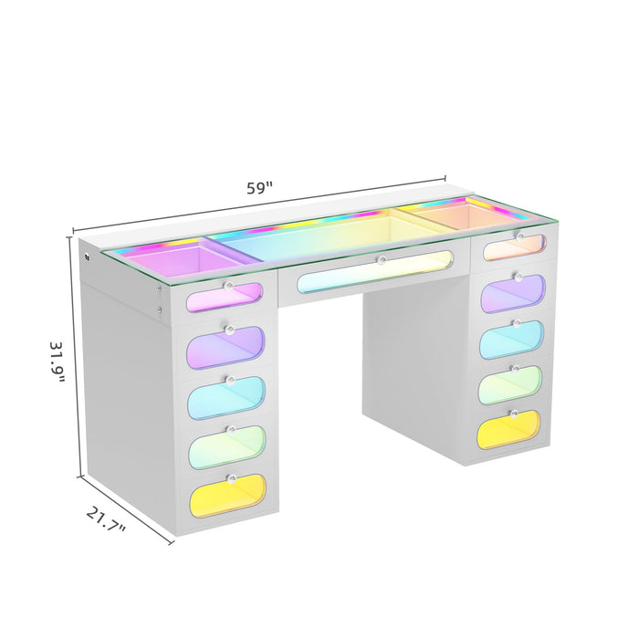 Priscilla 1.52m Dresser Glass Fronted Drawers with Crystal Handles