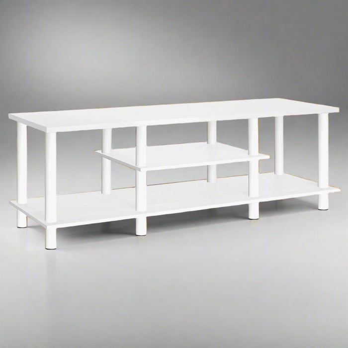 White Lavin 180cm 3 Tier TV Unit