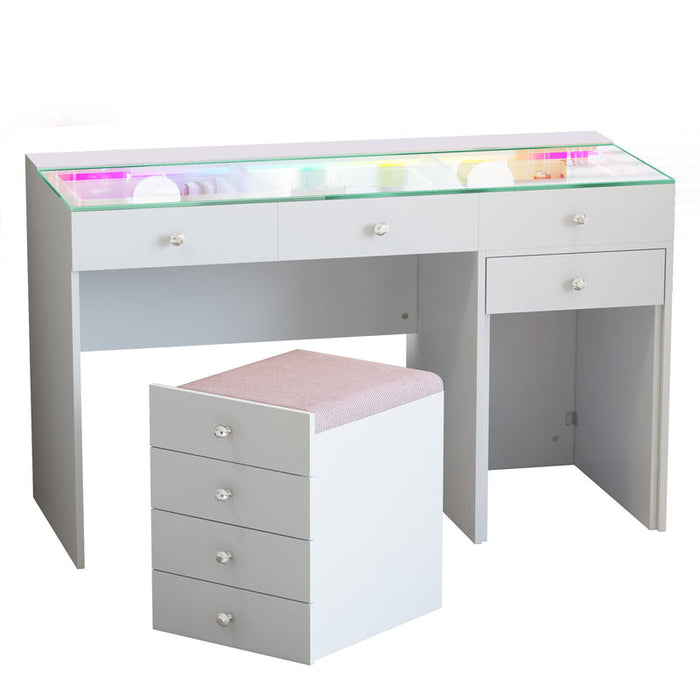 Diana 8 Chest of Drawers Cabinet Dresser White with Mirror