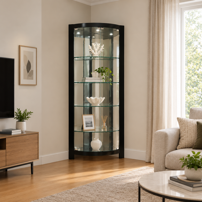 Louisa 2 Door Corner Display Storage Cabinet Black | Liverpool & ST Marys NSW