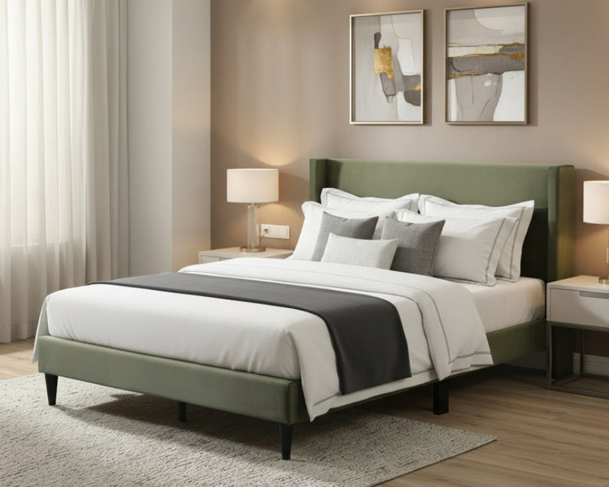 Olive Velvet Queen Bed Frame