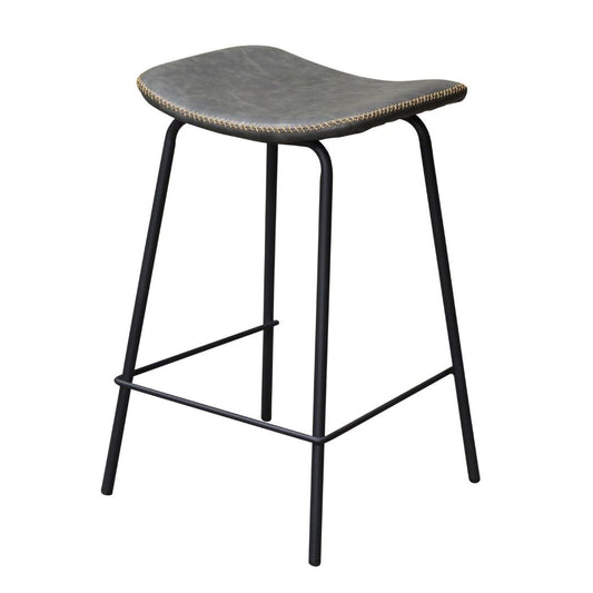 Industrial Faux Leather Barstool, 69cm, Grey