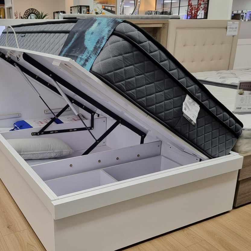 White Vegas King Single Gas Lift Bed — Lj Bedding and Furnitures