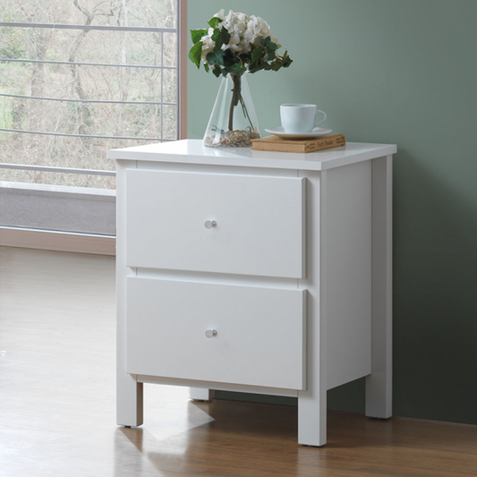 Brodie 2 Drawers Bedside with Silver Handles