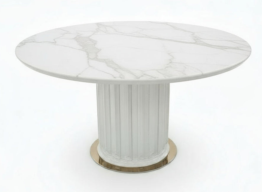 Alicia White Marble Round Dining Table
