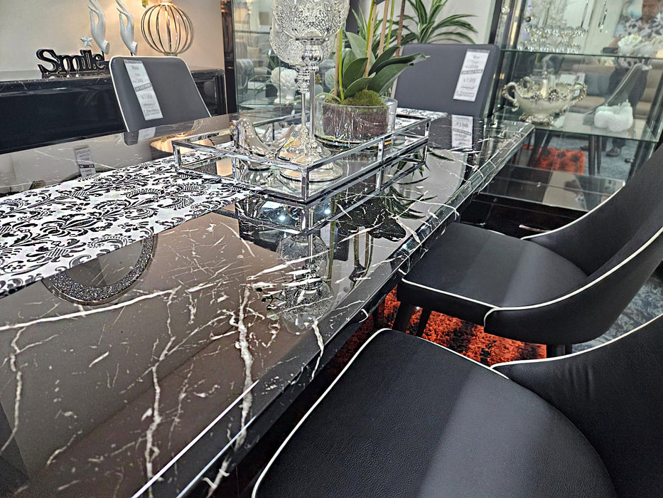 Madrid Black Marble Dining Table 180cm