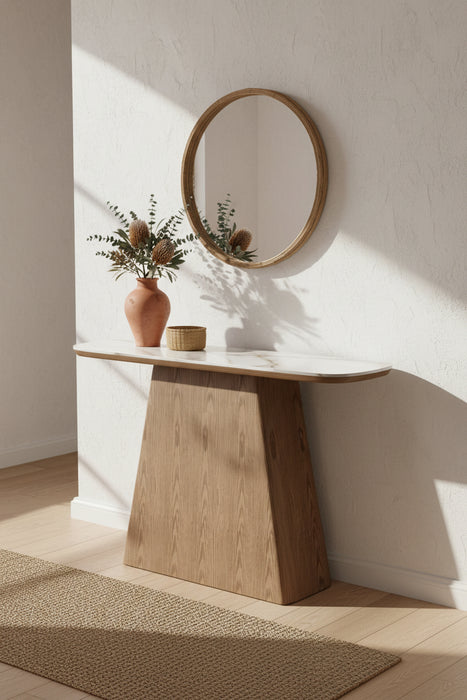 Hudson Sintered Stone Top Wooden Hallway Table 120cm